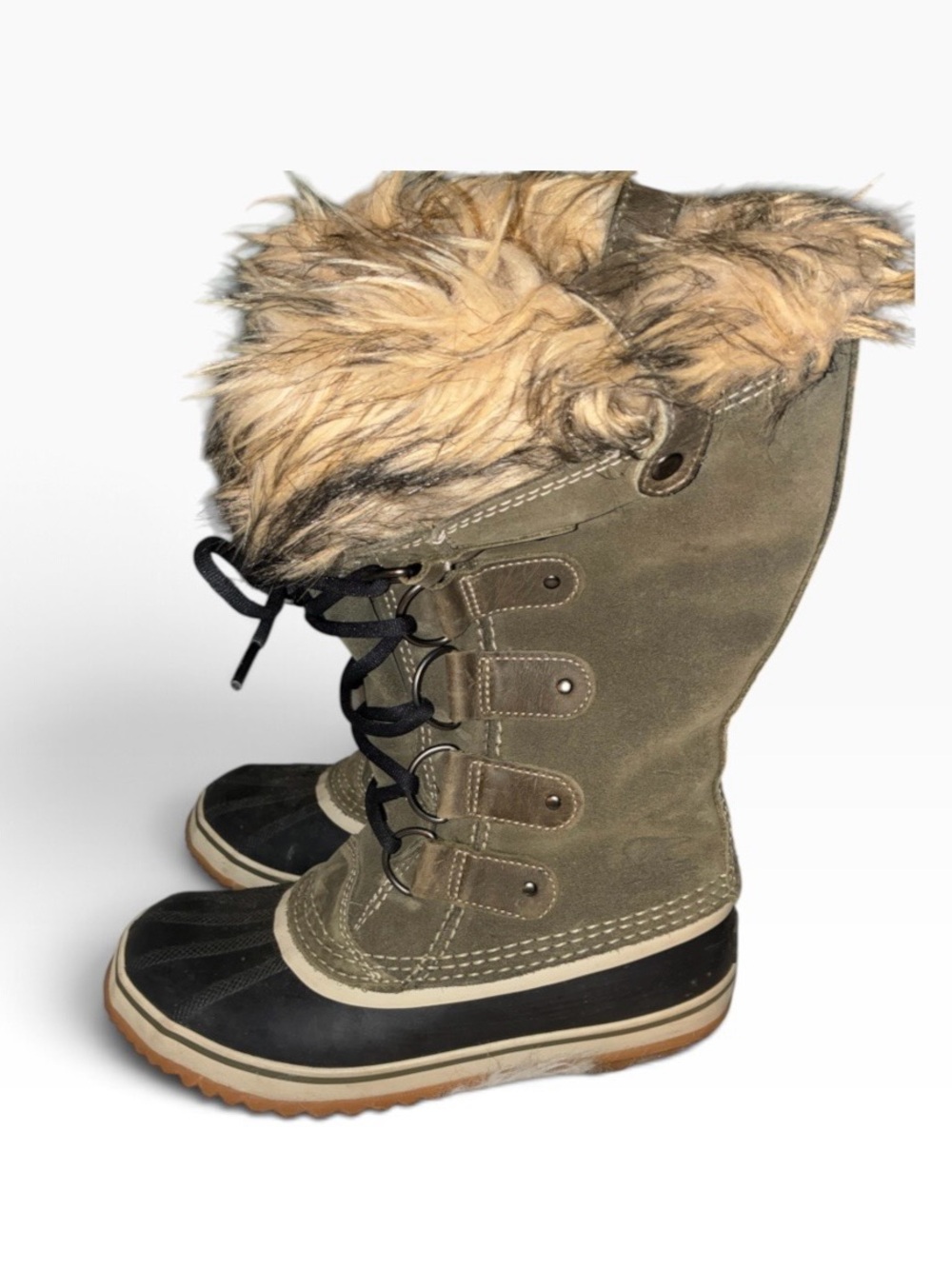 SOREL JOAN of ARCTIC Boots Green Suede/Rubber Snow Winter Sz 8